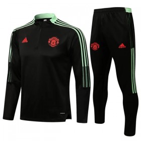 Manchester United Børn Sweatshirt Dragt 2022-23 Sort Kvart-Zip